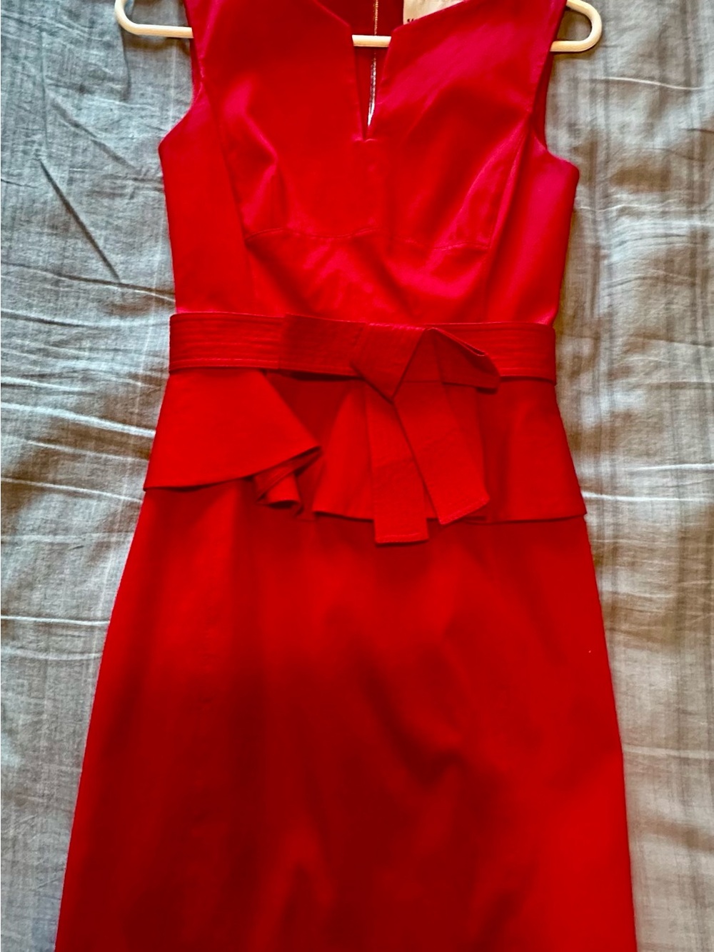 Karen Millen Red Peplum Belted Sheath Dress